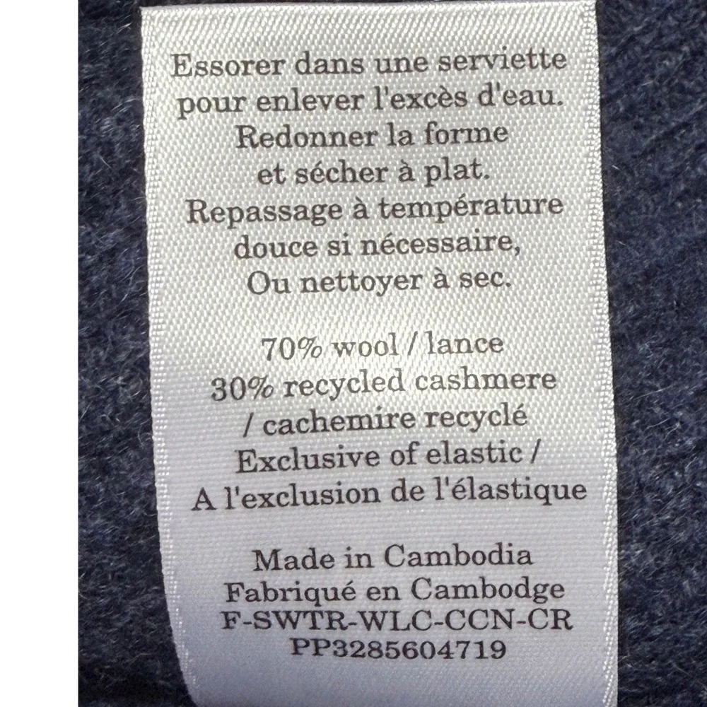 Everlane Navy Blue Wool Recycled Cashmere Ribbed Crewneck Sweater Small - Picture 4 of 6